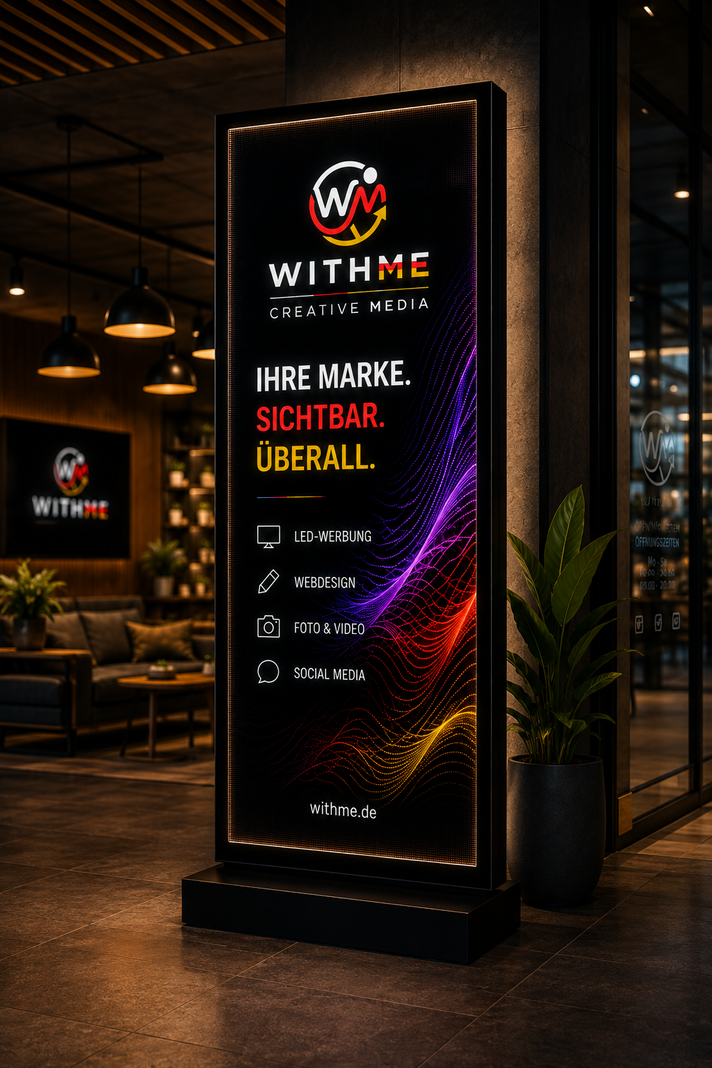 Vertikale LED-Werbeanlage von WITHME Creative Media